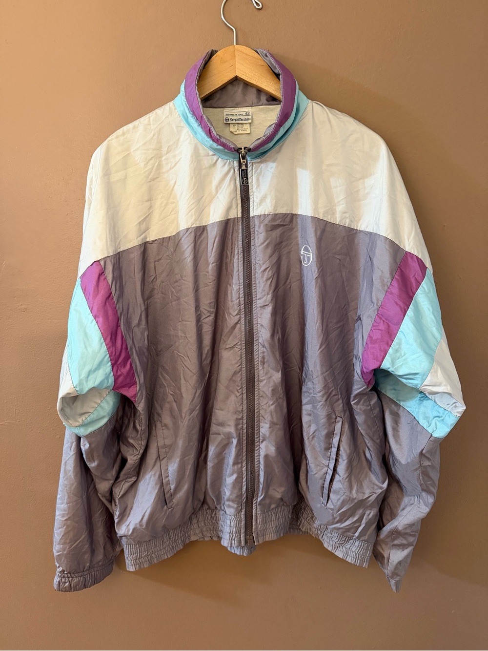 VINTAGE Sergio Tacchini Men’s Colorblock Windbreaker Jacket 42/LARGE 80’s